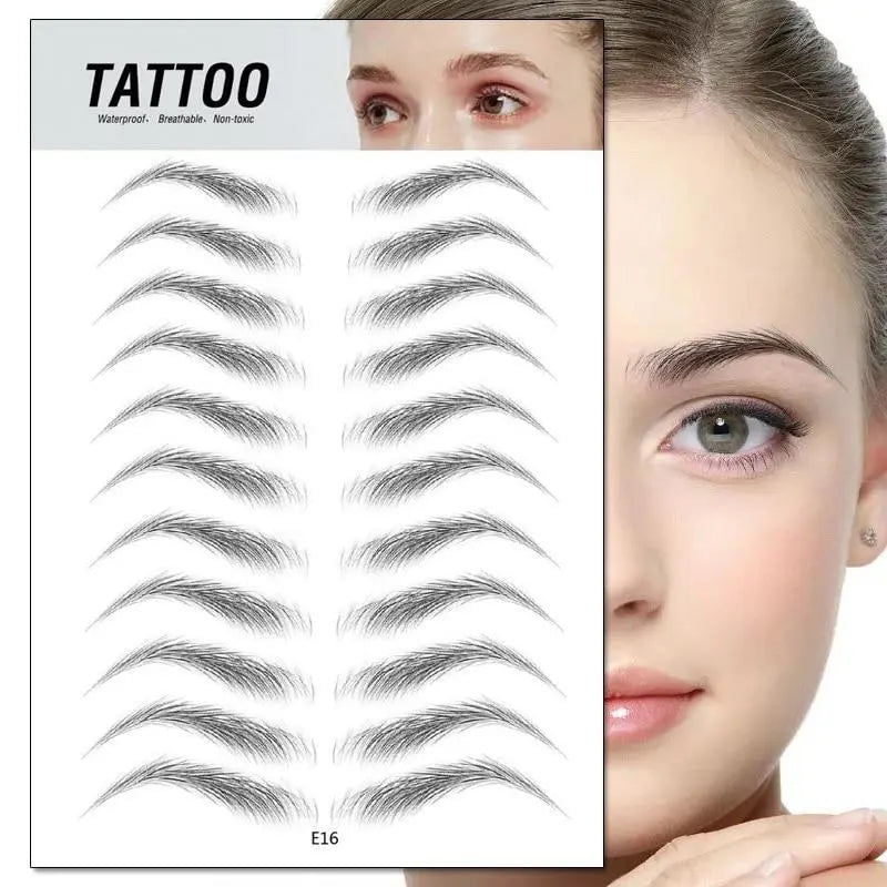 4D waterproof eyebrow tattoo stickers from Health & Beauty-5, showing natural-looking brow designs on a white background