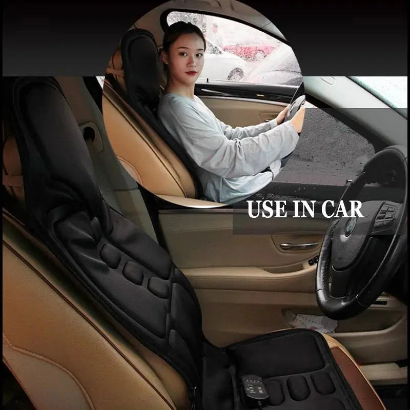 Portable Electric Heated Vibrating Massage Cushion for Seat Back Neck Body Pain Relief Timing Control for Car Home Office Use Zenn Organics Inc