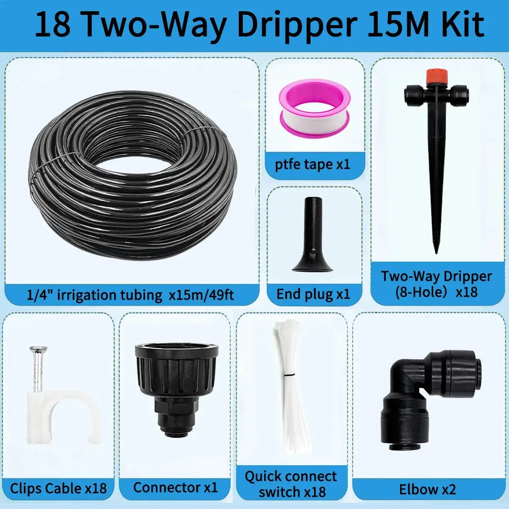 Garden Watering System, Quick-Connect Drip Irrigation Kit, DIY Automatic Irrigation Equipment Set for Lawn Raised Bed Greenhouse Zenn Organics Inc