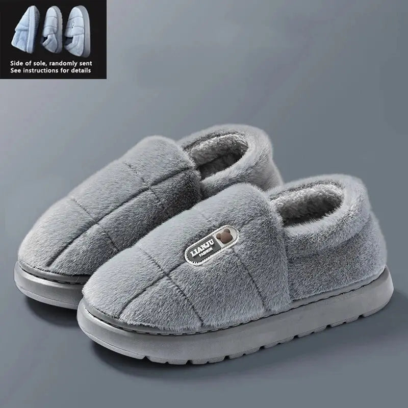 Men's slippers Winter Solid Color Wrap Heels Plush Slippers Non-slip Warm Women Men Home Casual Cotton Shoes Big Size 50 51 Zenn Organics Inc