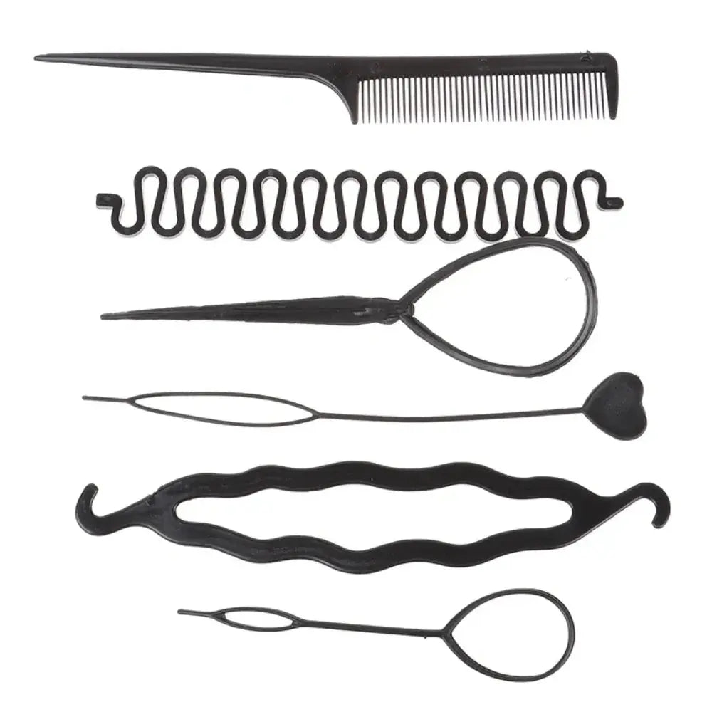 Fashion 6Pcs/Set Popular Ponytail Creator Plastic Loop Styling Tools Black Pony Topsy Tail Clip Hair Braid Maker Styling Tool Zenn Organics Inc