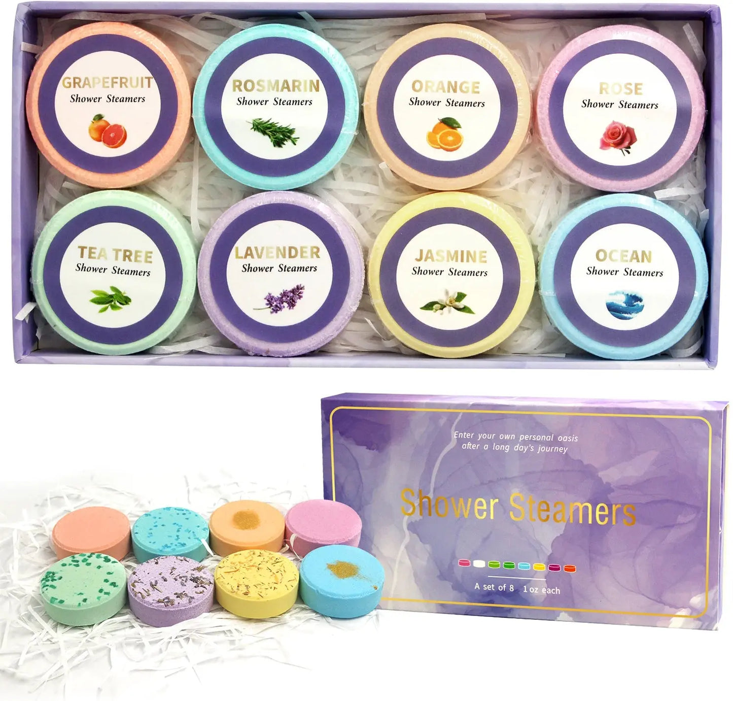 Shower Steamers - 8 Pack Shower Bombs Gifts For Her With Essential Oil For Home SPA, Self-Care & Relaxation Valentine's Birthday Zenn Organics Inc