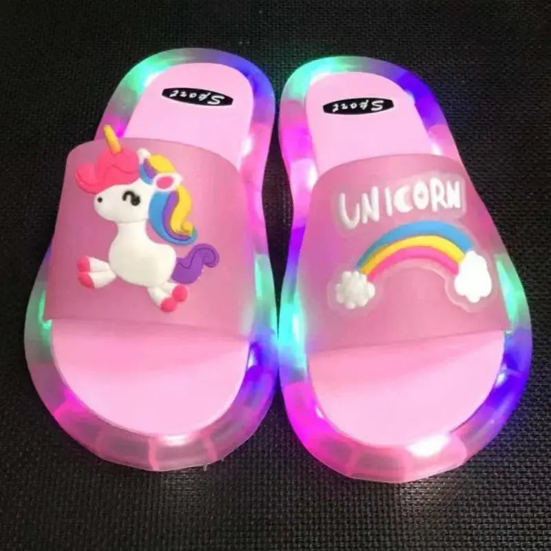 Children‘s Boys Girls Slippers Cartoon Unicorn Animals Prints Shoes Lighted Fashion Cute Shoes Bathroom Kids Toddler Slippers Zenn Organics Inc