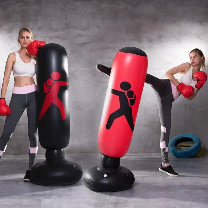Inflatable punching bag trainer by Fitness-6, 160cm PVC boxing sandbag for children and adults, vertical training gym equipment