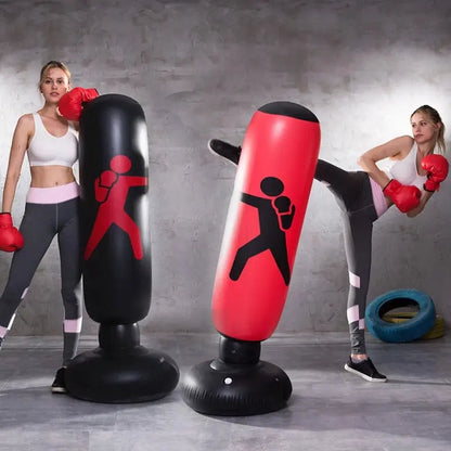 Inflatable punching bag trainer by Fitness-6, 160cm PVC boxing sandbag for children and adults, vertical training gym equipment