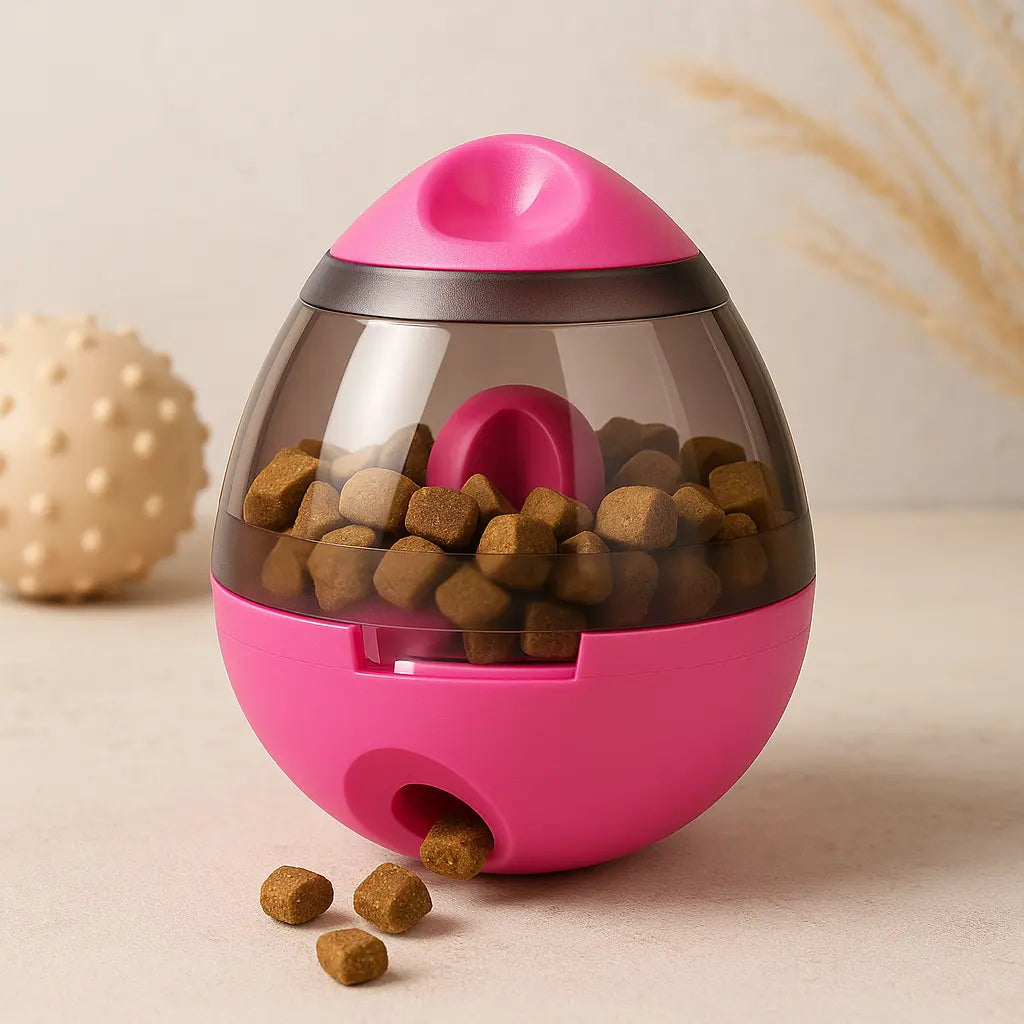 Interactive Pet Treat Ball Food Dispenser from Pet Essentials-11 with a ball-shaped design for feeding and play.