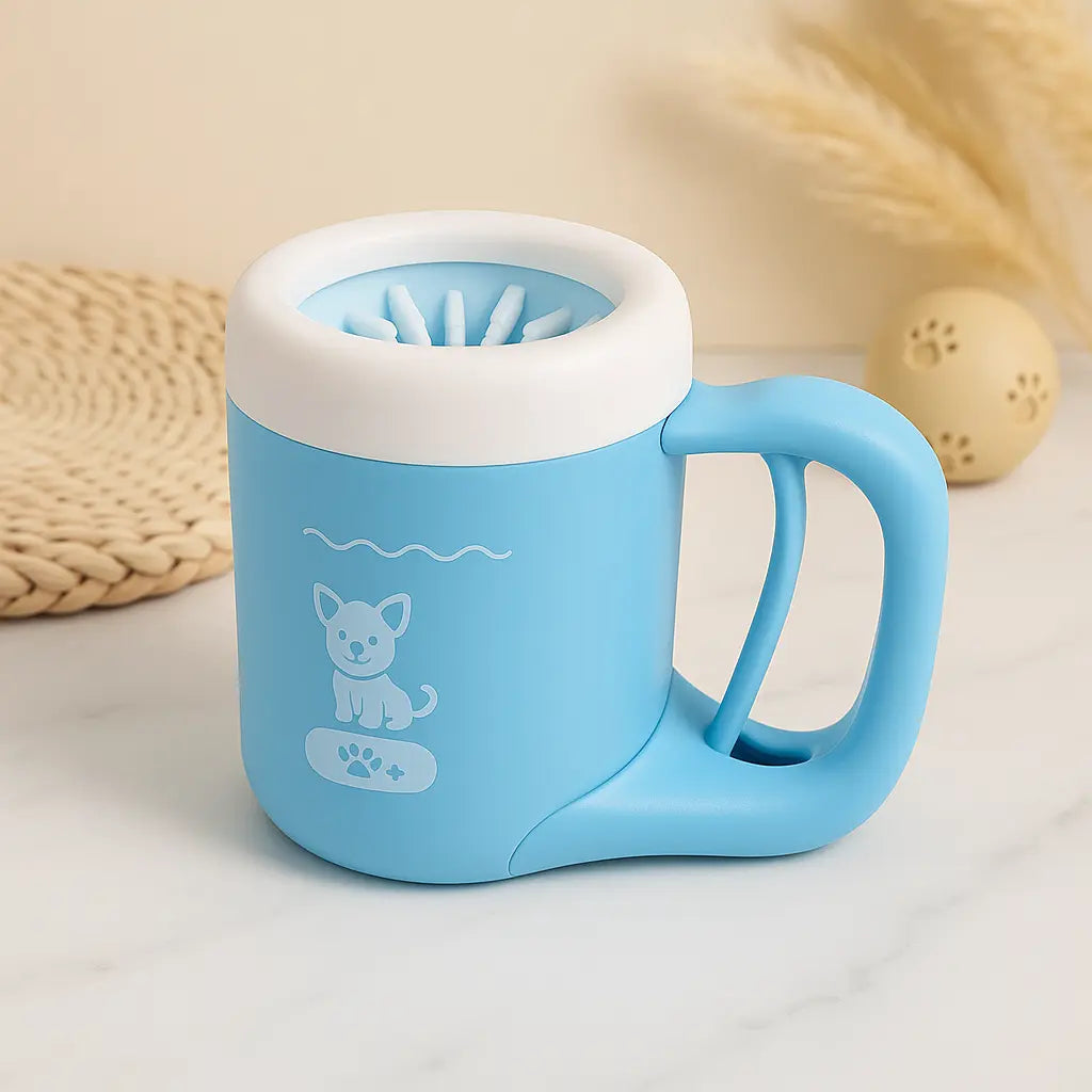 Portable Pet Essentials-11 dog paw cleaner with soft brush and water reservoir for quick, effective paw cleaning.