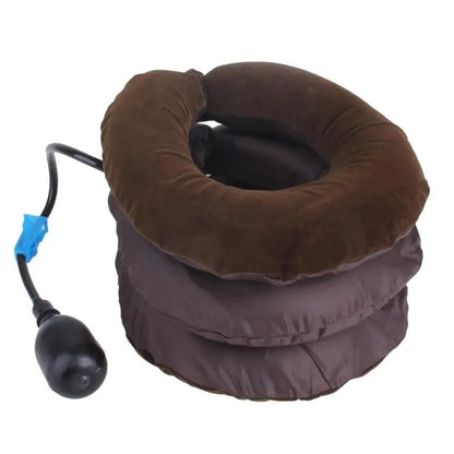 Fitness-6 neck stretcher air traction pillow for cervical spine relief and comfort during sleep or relaxation.
