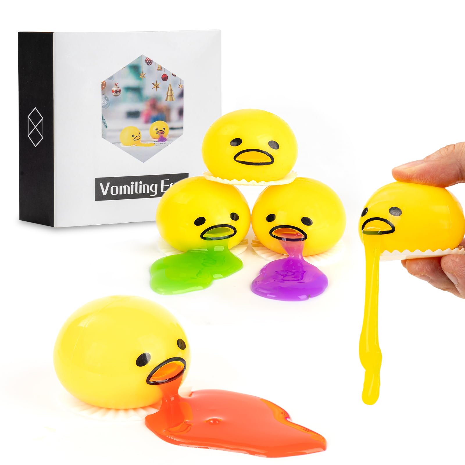 ATKSUNIEE 4-PCS Puking Egg Yolk Stress BallsFidget ToyChristmas Birthday GiftVomiting Disgusting Egg Yolk Ball ToyGag GiftsPuking Slime Stress BallStress Relief Toys Zenn Organics Inc