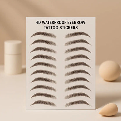 4D waterproof eyebrow tattoo stickers from Health & Beauty-5, showing realistic, natural-looking eyebrow designs on a sheet.