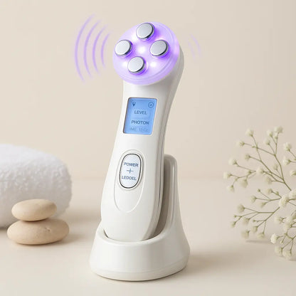 Health & Beauty-5 5-in-1 Face Massager Device with multiple attachment heads for facial cleansing, toning, and skin rejuvenation.