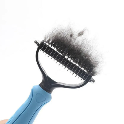 Pet Essentials-11 Pet Fur Knot Remover Comb for dogs, showing the grooming tool with metal teeth on a white background.