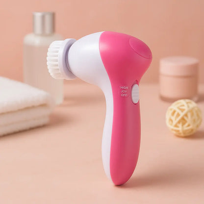 Health & Beauty-5 5-in-1 electric facial cleansing brush set with multiple brush heads for deep skin cleansing and exfoliation.
