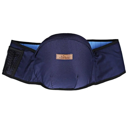 Baby Essentials-4 baby hip seat carrier with comfortable waist belt, showing the padded waist strap and ergonomic design for carrying infants.