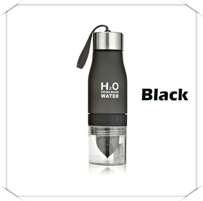 H²O Fruit Infuser Water Bottle from Fitness-6 with fruit infusion chamber and clear plastic body for refreshing flavored water.