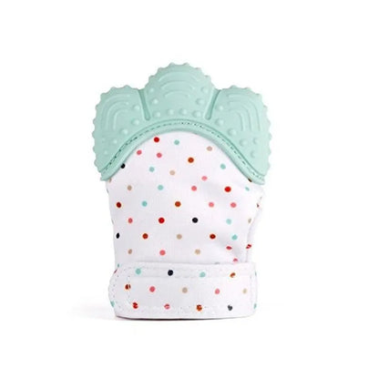 Baby Essentials-4 baby teething glove, soothing mitten toy with textured surface for teething relief and sensory stimulation.