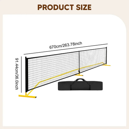 Portable Pickleball Net System Regulation Size with Carrying Bag with Metal Frame 22 Feet Badminton Net for Indoor Outdoor Game Zenn Organics Inc