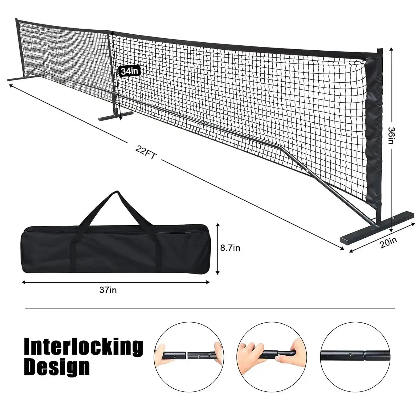 Portable Pickleball Net 6.7m 22ft Pickle Ball Game Net Stand with Storage Bag System Badminton Net for Tennis Driveway Backyard Zenn Organics Inc