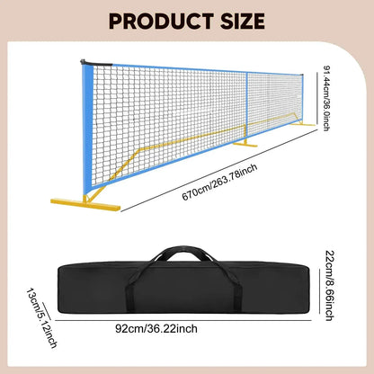 Portable Pickleball Net System Regulation Size with Carrying Bag with Metal Frame 22 Feet Badminton Net for Indoor Outdoor Game Zenn Organics Inc