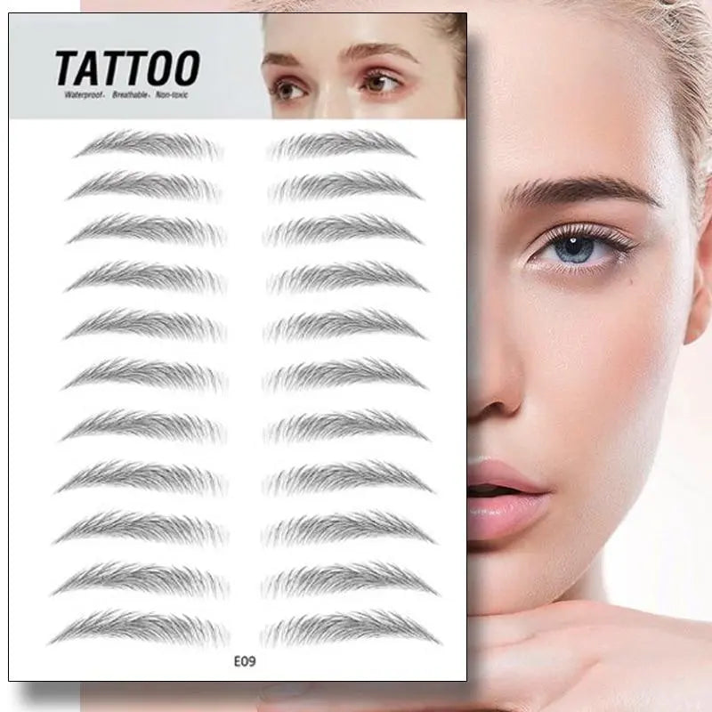 4D waterproof eyebrow tattoo stickers from Health & Beauty-5, showing natural-looking eyebrow designs for easy application.