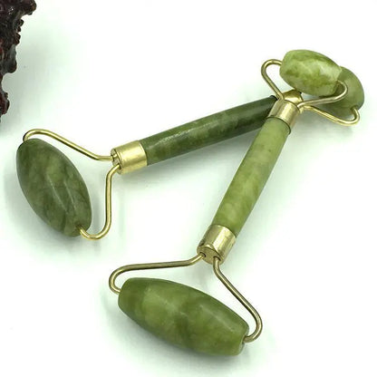 Double head jade face roller from Health & Beauty-5, showing a smooth jade stone roller for facial massage and skincare.