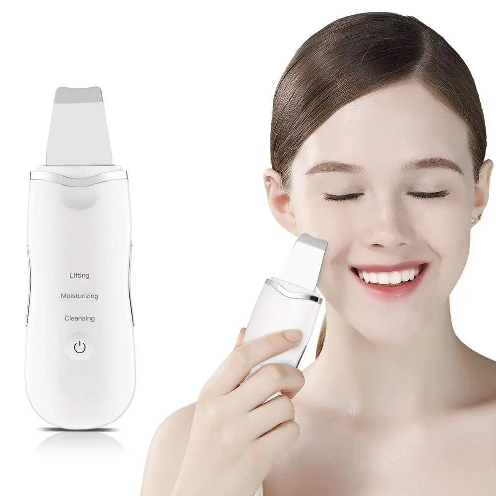 Deep facial cleanser and face scrubber by Health & Beauty-5, showing a sleek white bottle and exfoliating scrub pads.