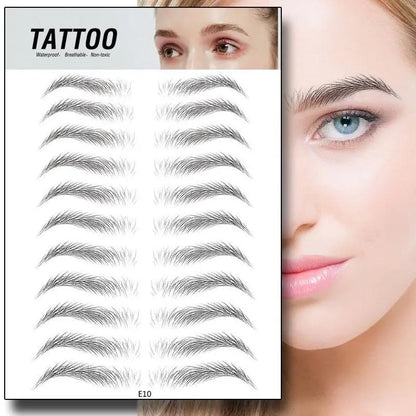 4D waterproof eyebrow tattoo stickers from Health & Beauty-5, showing adhesive patches and brow shapes on a white background.