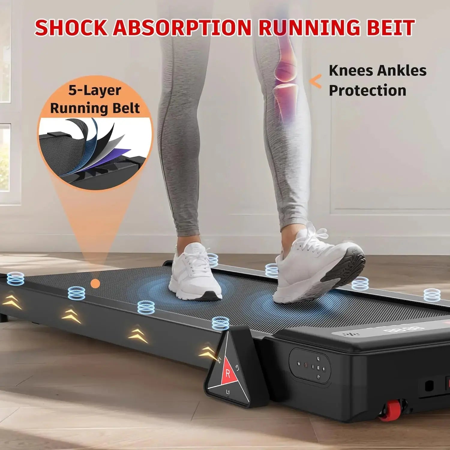 3 Level Incline Home Office Portable Installation Free Walking Pad 2 in 1 Under Desk Running Machine 2.25HP Low Noise Treadmill Zenn Organics Inc