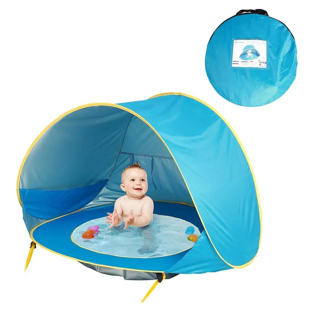 Waterproof Baby Beach Tent by Baby Essentials-4, lightweight and sun-protected, ideal for safe outdoor play with baby.