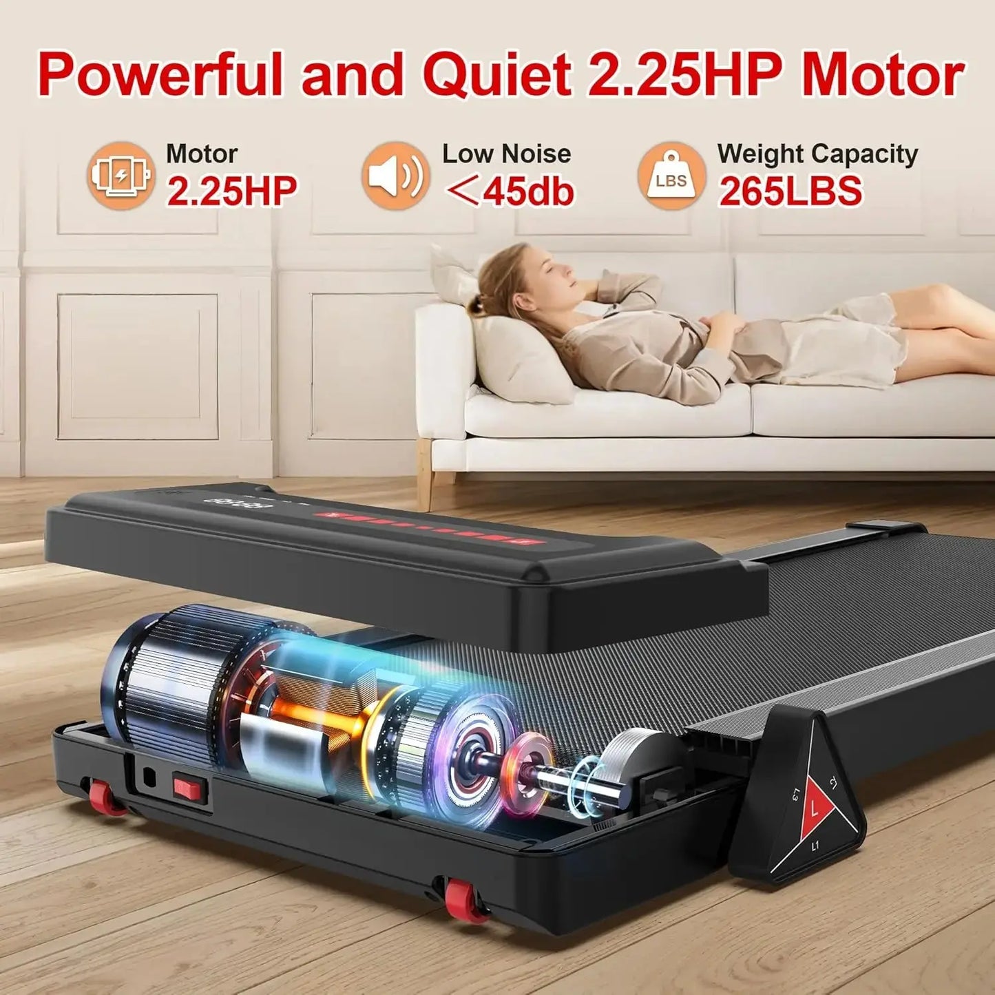 3 Level Incline Home Office Portable Installation Free Walking Pad 2 in 1 Under Desk Running Machine 2.25HP Low Noise Treadmill Zenn Organics Inc