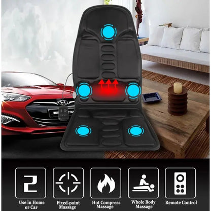 Portable Electric Heated Vibrating Massage Cushion for Seat Back Neck Body Pain Relief Timing Control for Car Home Office Use Zenn Organics Inc