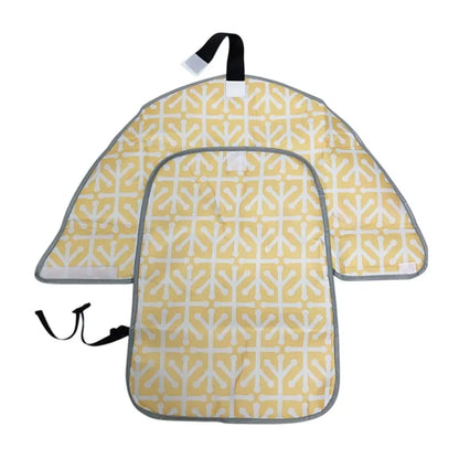 Foldable Baby Essentials-4 diaper bag with built-in crib, gray fabric, multiple compartments, and adjustable straps for convenient travel.