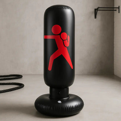 Fitness-6 inflatable punching bag trainer for boxing practice, with colorful, durable, and inflatable design suitable for all ages.
