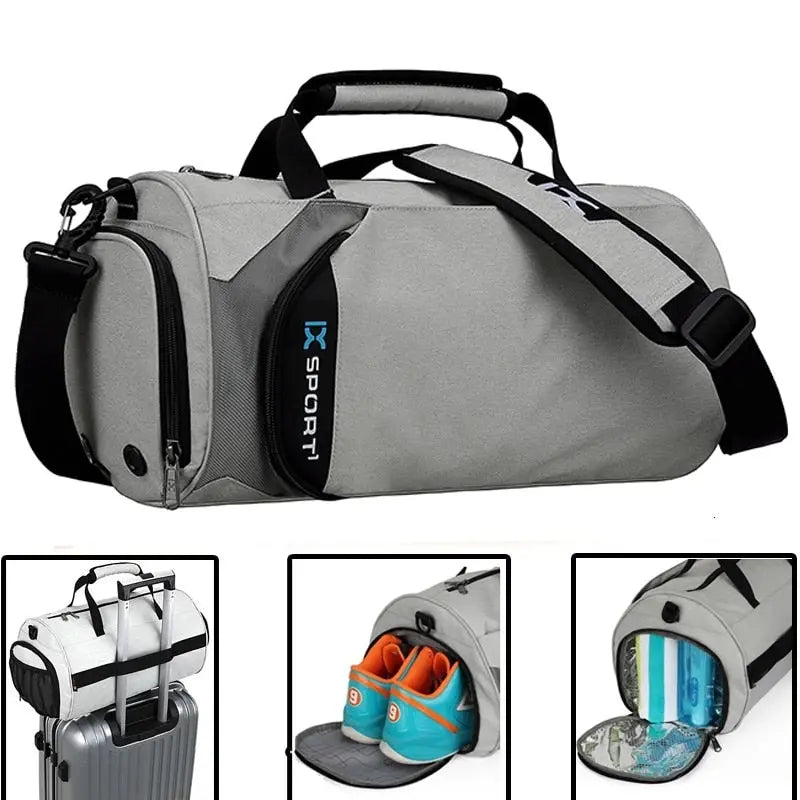 Men's Fitness-6 gym and travel duffel bag with multiple compartments, dry and wet separation, ideal for outdoor and sports use