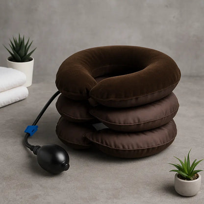 Fitness-6 neck stretcher air traction pillow for cervical relief, featuring adjustable air support for gentle neck stretching.