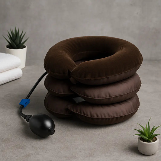 Fitness-6 neck stretcher air traction pillow for cervical relief, featuring adjustable air support for gentle neck stretching.
