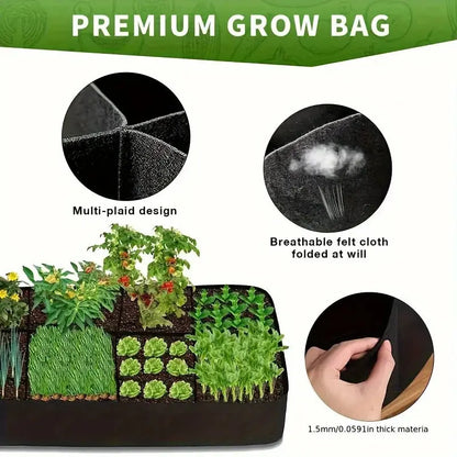 Garden Bed, 128 Gallon 8 Grids Plant Grow Bags, 3x6FT Breathable Planter Raised Beds For Growing Vegetables Potatoes Flowers Zenn Organics Inc
