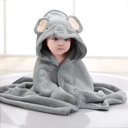 Super soft Zenn Organics Inc baby bath towel and hooded bathrobe featuring a cute cartoon design, 80x80cm absorbent newborn blanket