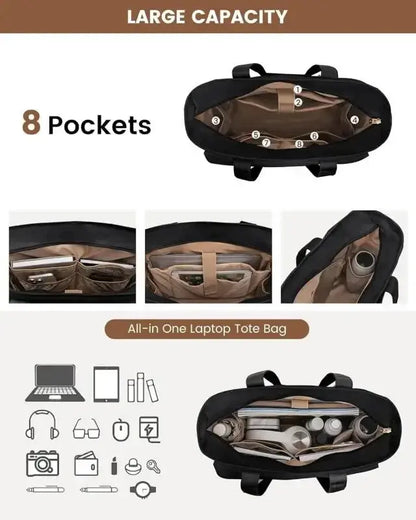 Women Laptop Tote Bag Large Capaci Handheld Shoulder Casual Crossbody Bag Commuter OL Inner Ket Nylon Fabric for 15.6 Inch Bag Zenn Organics Inc