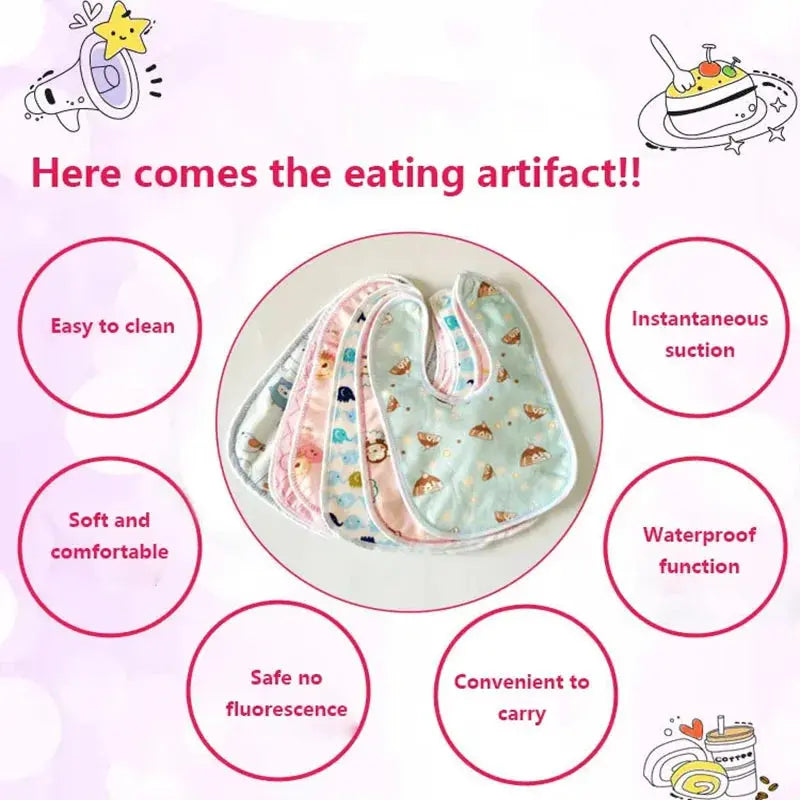 Baby Cartoon Snap Waterproof Bib Super Soft Baby Bib Newborn Crystal Velvet Saliva Towel Zenn Organics Inc