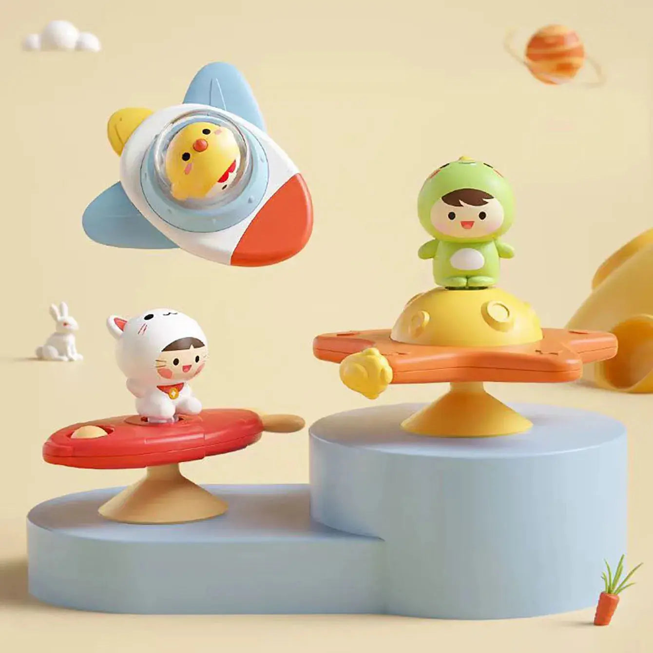 Baby Soothe Toy Cartoon Airplane Soothe Baby Artifact Baby Bath Fun Sucker Spinner Early Education Table Games Zenn Organics Inc