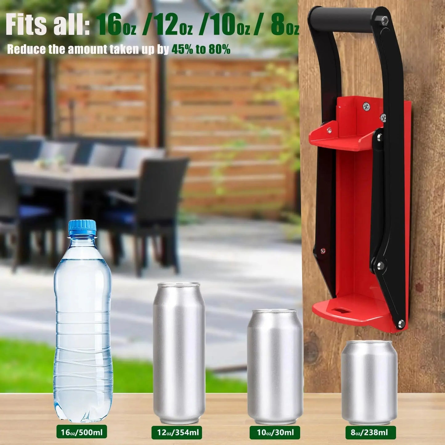 Crushers for Recycling 12/16oz Heavy Duty Metal Can Crusher Wall Mounted Soda & Beer Can Smasher for Recycling Bottle Opener Zenn Organics Inc
