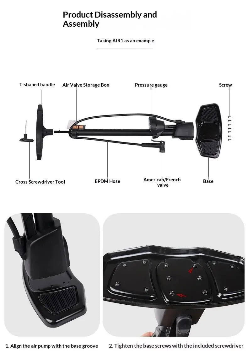 OFFBONDAGE Bike Pump 230PSI High Pressure Portable Pump Universal US/France Valves with Inflating Needle Car Motorcycle Balls Zenn Organics Inc