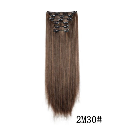 Synthetic Clips in Hair Extensions Long Straight Hairstyle Blonde Black Hairpieces Heat Resistant False Hair Daily Use Zenn Organics Inc