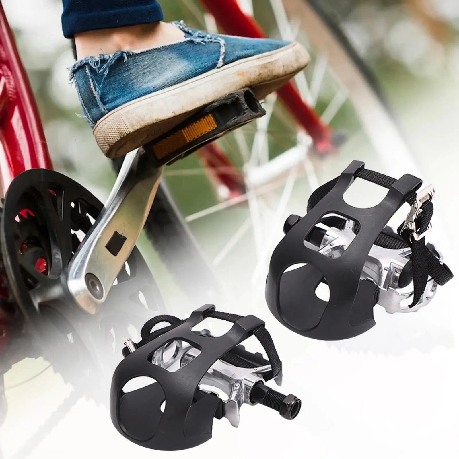 Exercise Bike Pedals with Clips and Straps Lightweight Bike Replacement Parts for Indoor Riding Stationary Bike Home Gym Zenn Organics Inc