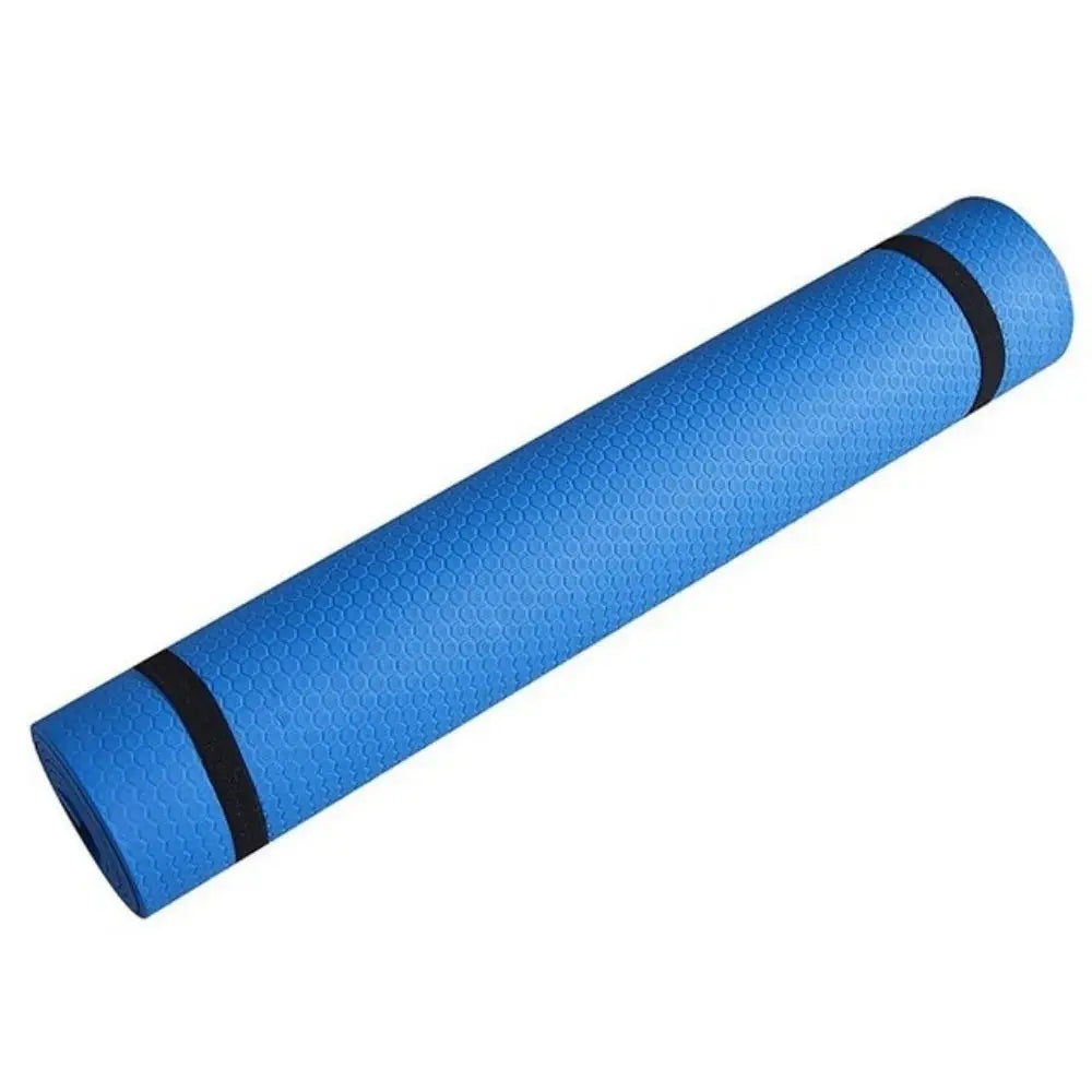 Anti-skid Zenn Organics Inc yoga mat in black, 3mm-6mm thick EVA foam for exercise, yoga, Pilates, and gymnastics workout.