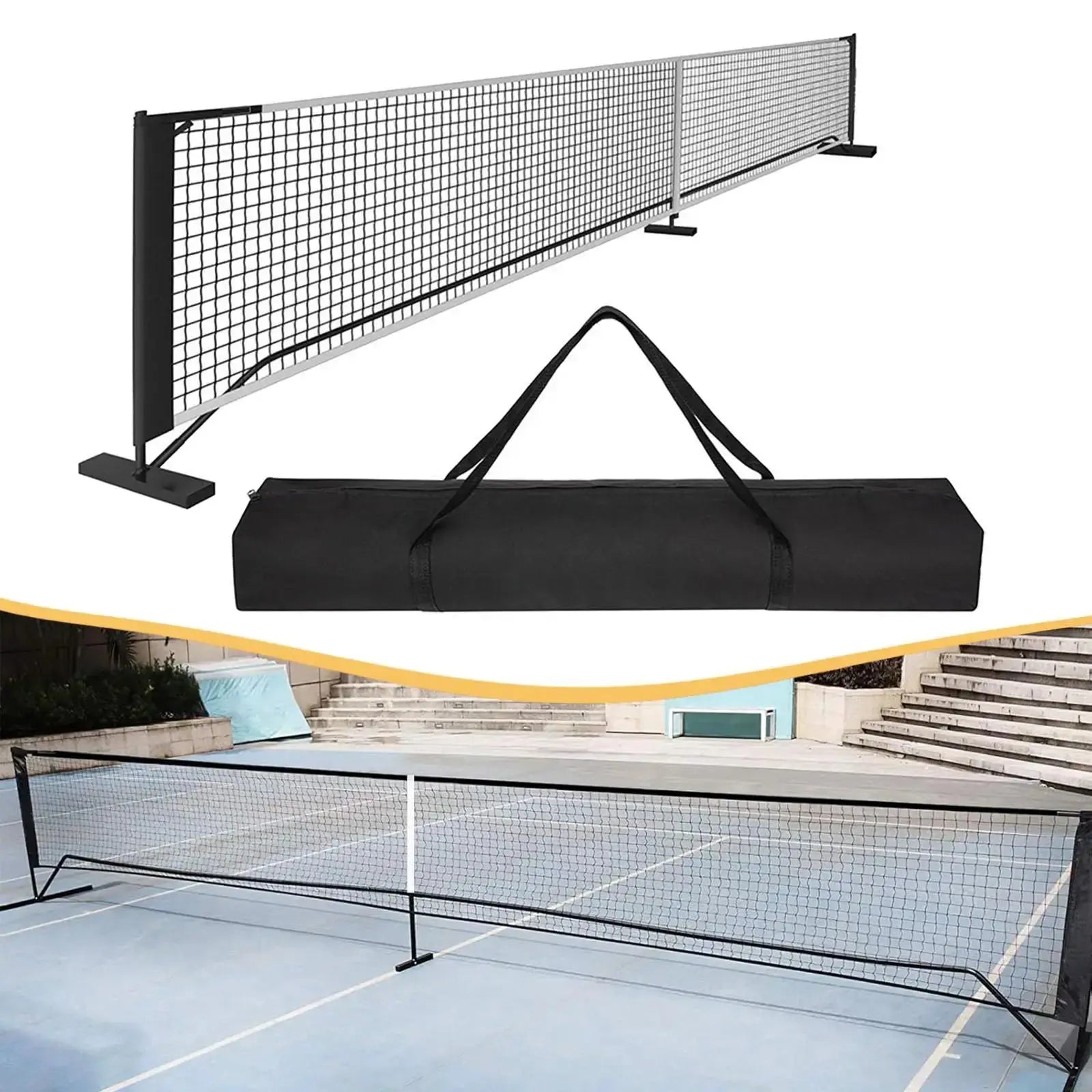 Portable Pickleball Net System Regulation Size with Carrying Bag with Metal Frame 22 Feet Badminton Net for Indoor Outdoor Game Zenn Organics Inc