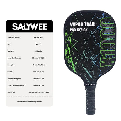 SALYWEE Pro Pickleball Paddle - X1000, Durable Fiberglass, Prevent Paint Peeling, Black & Neon Green Design, PP Honeycomb Core Zenn Organics Inc