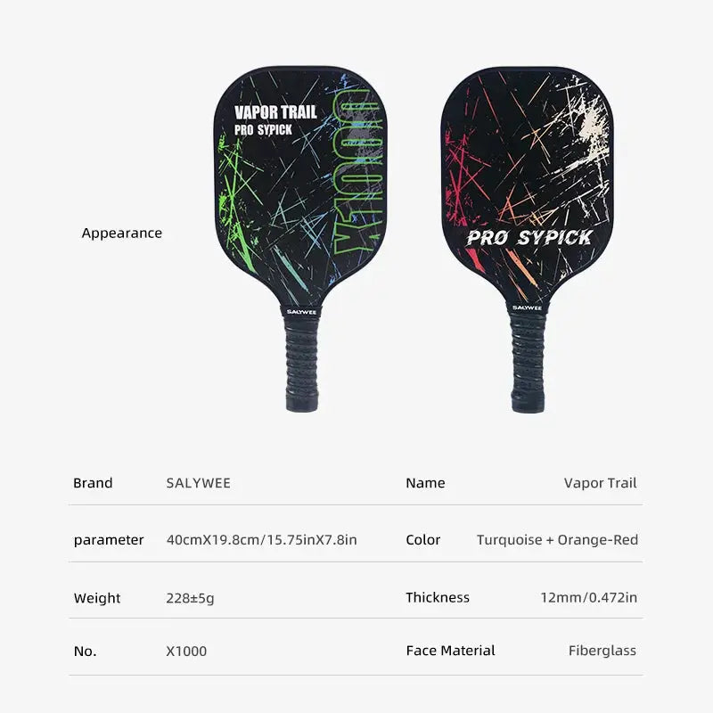 SALYWEE Pro Pickleball Paddle - X1000, Durable Fiberglass, Prevent Paint Peeling, Black & Neon Green Design, PP Honeycomb Core Zenn Organics Inc