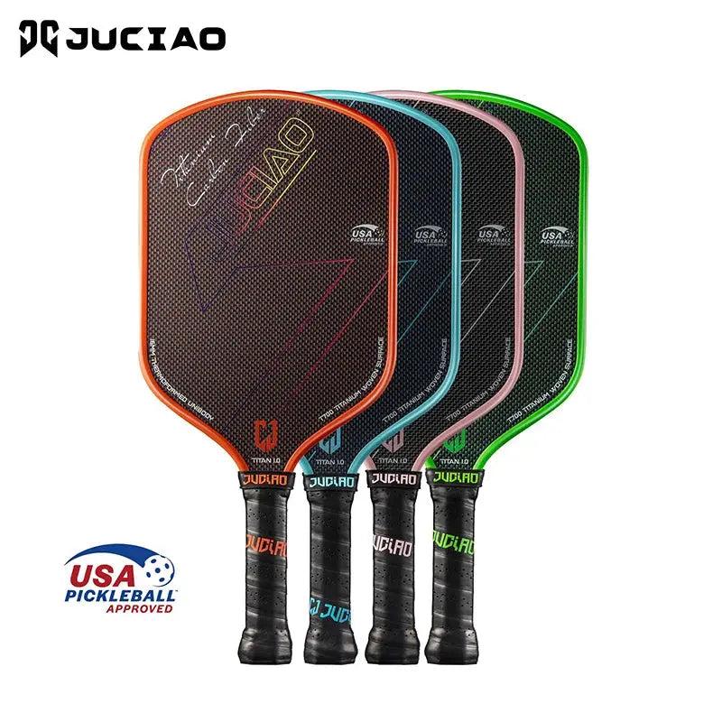 JUCIAO T-Titanium Pickleball Paddle Carbon Fiber Pickleballs For Spin And Control Foam  Injected Edges Thermoformed Pickleball Zenn Organics Inc
